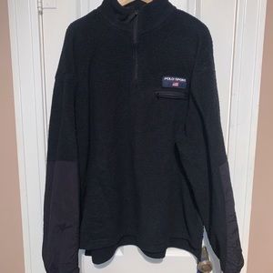 Polo Sport Black Fleece Quarter Zip Jacket